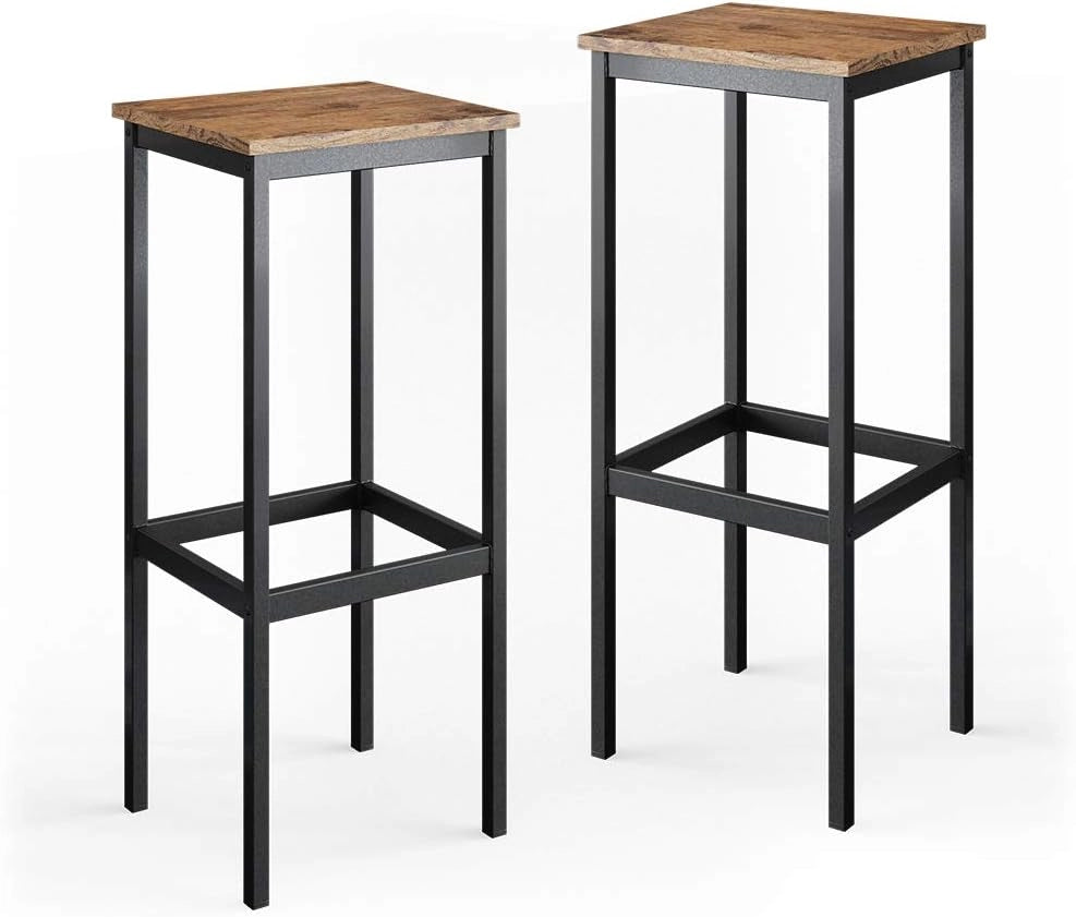 Set di 2 sgabelli da bar Fyrk, Rovere rustico, 32 x 78 cm 2 parti, adatto per banconi e piani cucina, impilabile per la conservazione