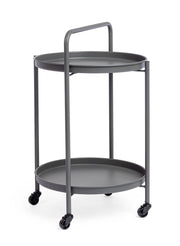 Tavolino da Esterno Carrello con Ruote Ø44,5x70h cm in Acciaio Austin Twin Antracite