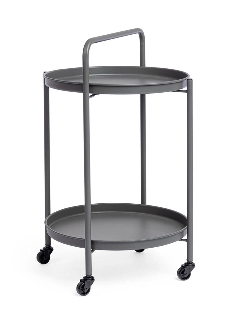 Tavolino da Esterno Carrello con Ruote Ø44,5x70h cm in Acciaio Austin Twin Antracite