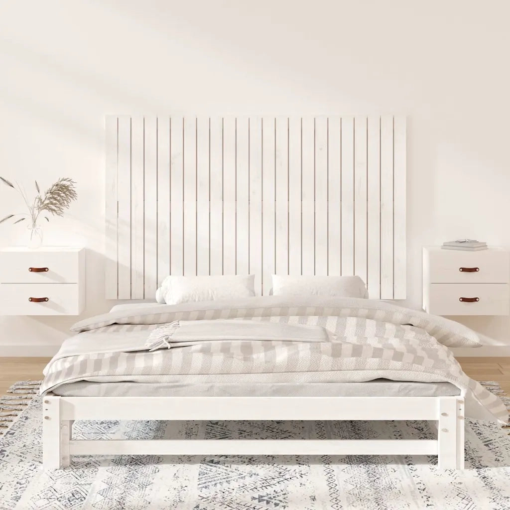 Testiera | Testata da Parete Bianca 147x3x90 cm in Legno Massello di Pino