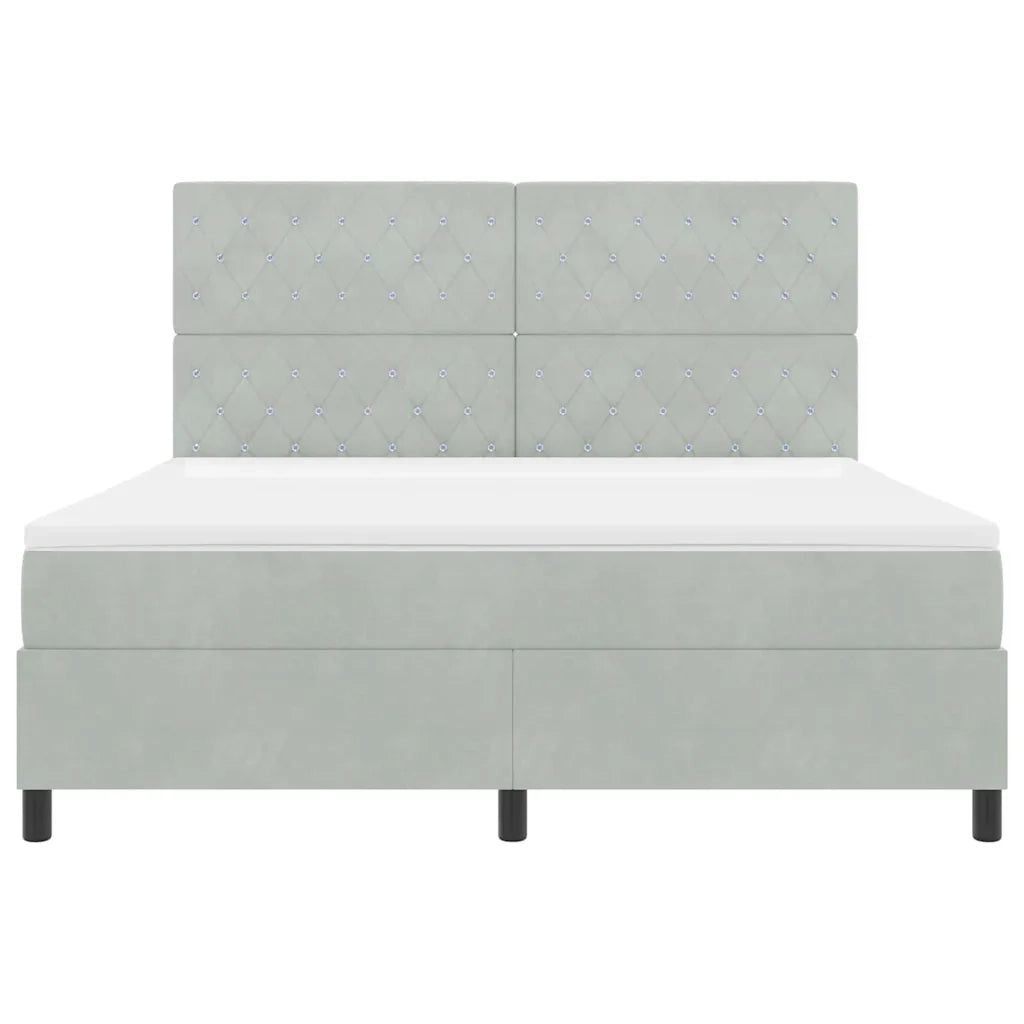 Letto a Sorgente LED Grigio chiaro 180 x 200 cm Velluto 3343262