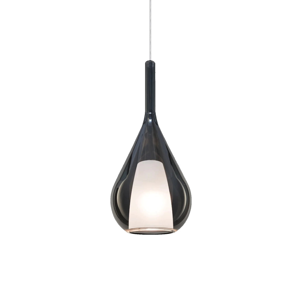 Sospensione Contemporanea Kalique Vetro Fumè Bianco E Cromo 1 Luce E27 H40Cm