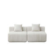 Divano modulare a 2 moduli con design a tasti di pianoforte e senza montaggio in chenille beige
