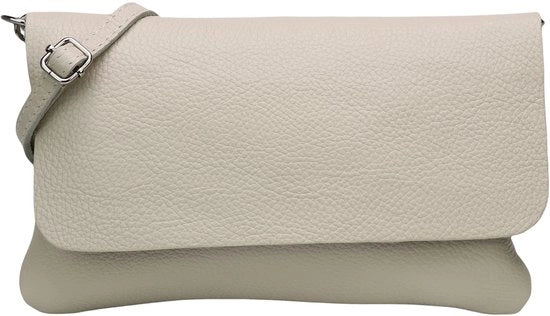 Borsa in pelle reale con maniglia Clutch piccola tasca da sera 24,50x15cm Ely G149 (Beige)