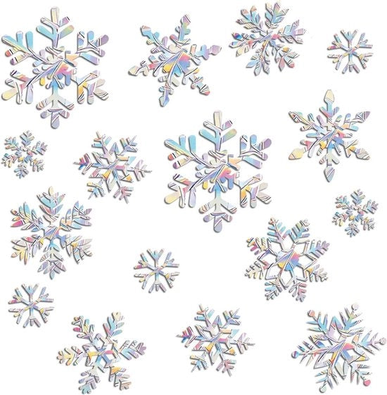 Decorazione di Natale per finestra - Fiocchi di neve e protezione uccelli - 26 pezzi di stiker per finestra prisma - Immagini di Natale per finestra - Adesivo autoattacco