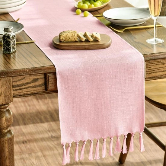 Decorazione per tavolo da stiro in stile country, rosso blush, 33x183 cm