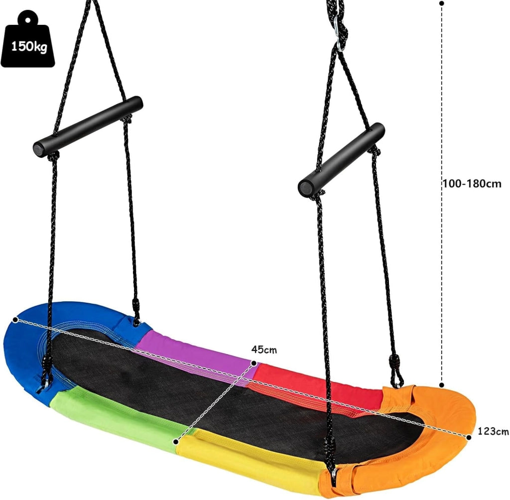 Altalena da Giardino Per Bambini, Altalena Ovale da Albero, con Maniglie, per Esterno, Portata Max. 150 kg (Multicolore)