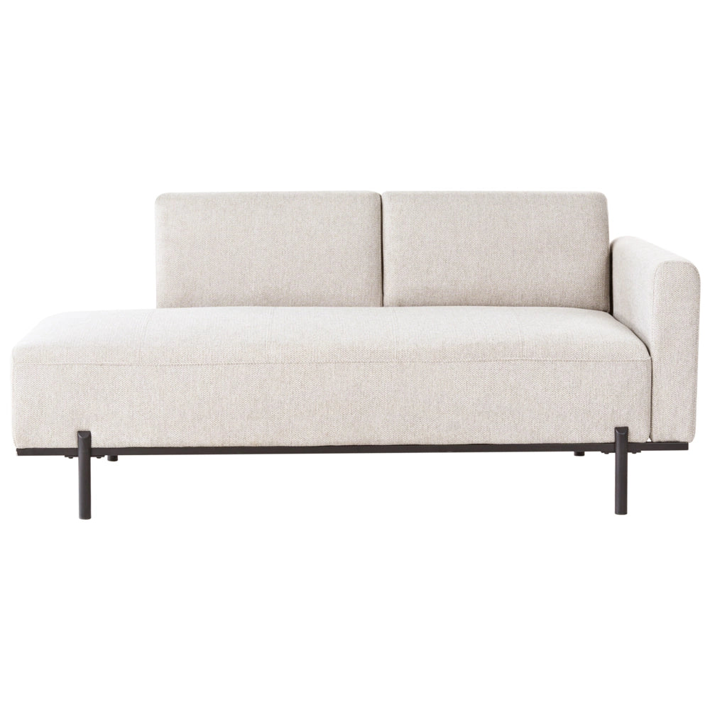 Chaise Lounge a destra beige chiaro in finto lino Stile minimalista Gambe in metallo Chaise da salotto