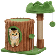 Letto per gatti con tiragraffi e casetta ¨C Zephmum ¨C Marrone e verde 53 cm