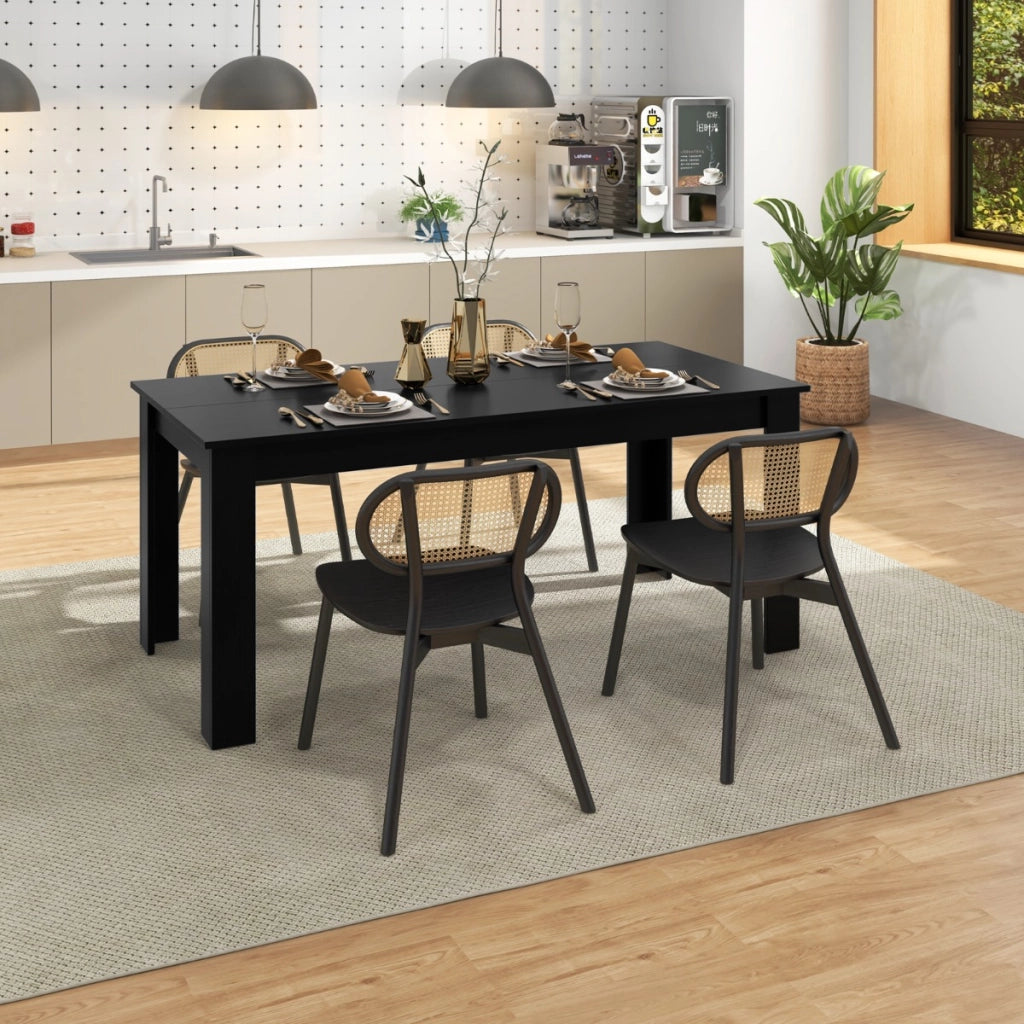 Tavolo da pranzo rettangolare con gambe robuste, Tavolo moderno sala da pranzo per 8 persone Nero-Tavoli da pranzo