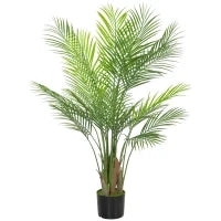 Pianta artificiale interna 120 cm, palmizio albero artificiale con vaso in plastica e flocaggio, verde
