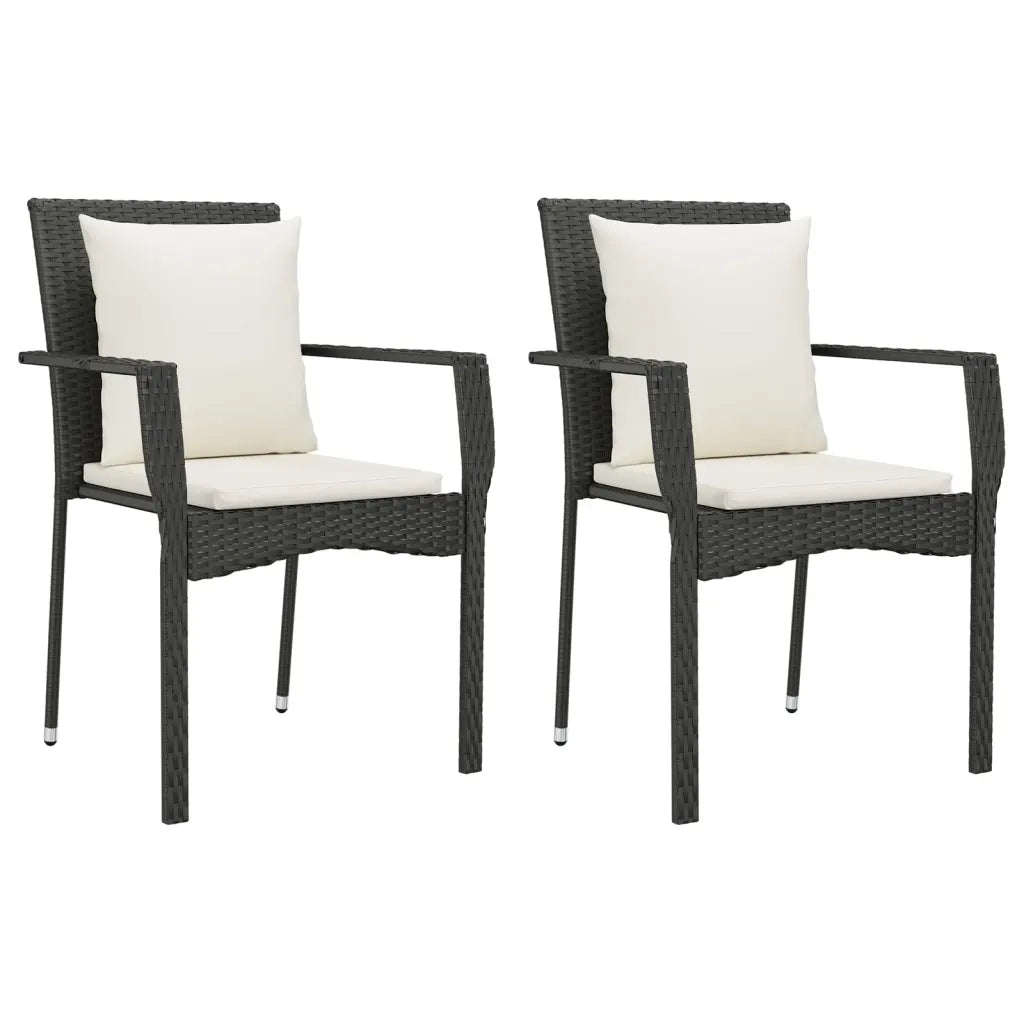 Set da Pranzo da Giardino 3 pz con Cuscini Nero in Polyrattan 3157963