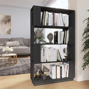 Libreria Divisorio-Scaffale per Libri-Mobile di Stoccaggio Grigio 80x25x132 cm Legno Massello di Pino