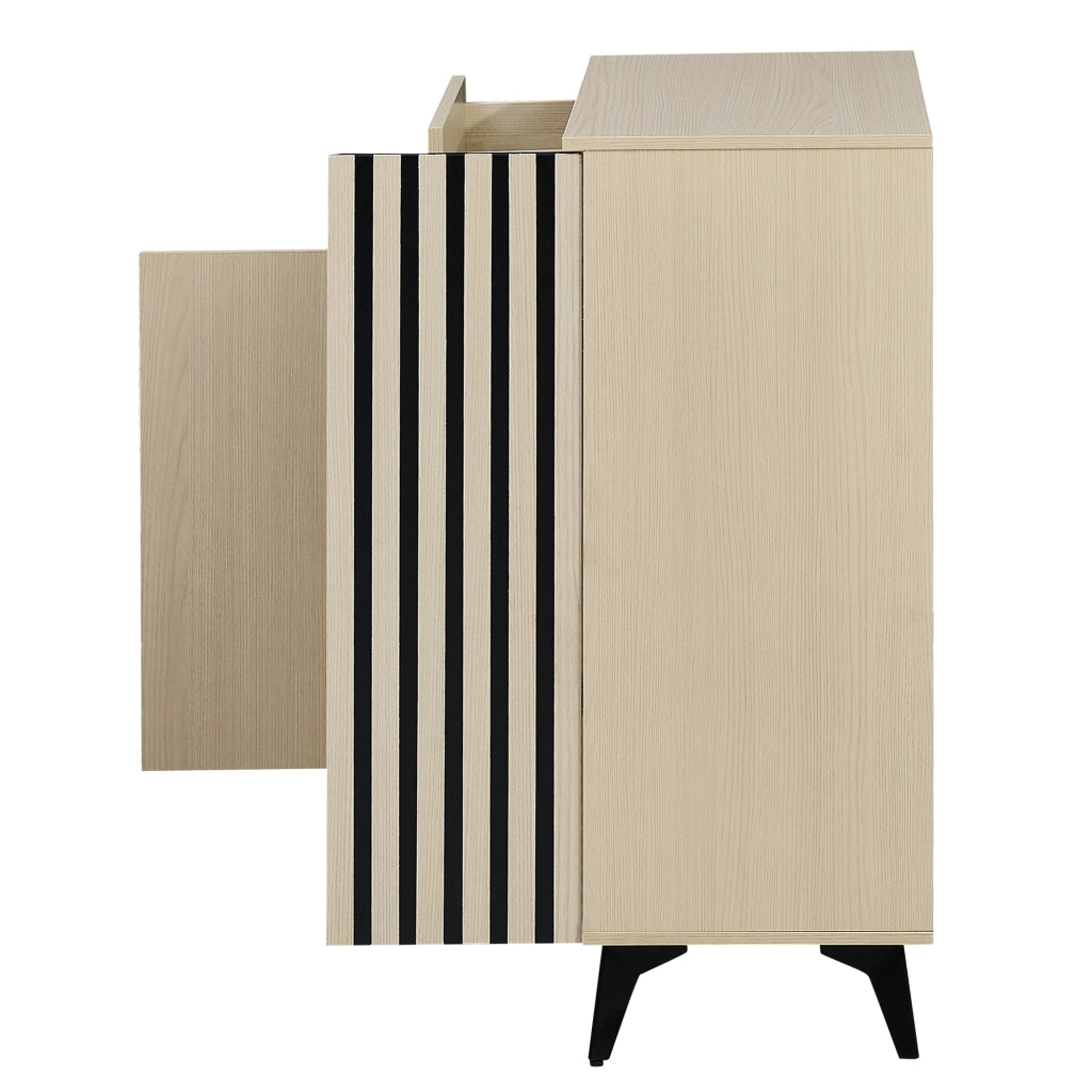 Mobile da ingresso con panca, appendiabiti e credenza con 2 ante, 1 cassetto e ripiani regolabili in MDF effetto legno