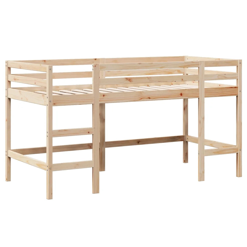 Letto singolo | Letto per adulti | Letto Soppalco con Scala e Tetto 80x200 cm Legno Massello Pino