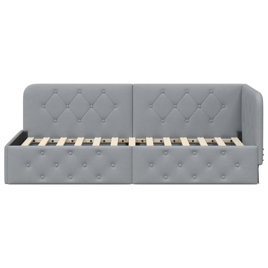 Cornice del letto ad angolo Grigio chiaro 80 x 200 cm Tessuto