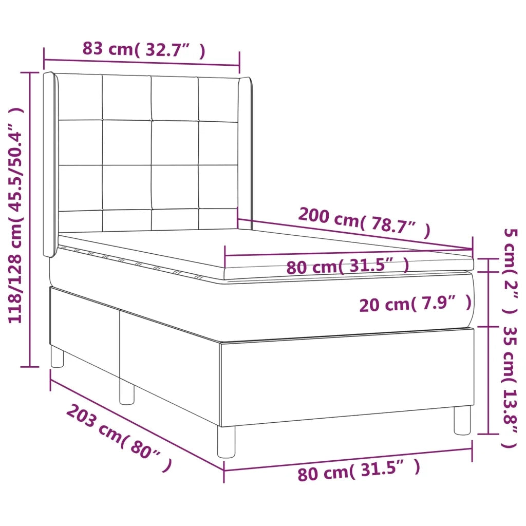Giroletto a Molle con Materasso Grigio Scuro 80x200 cm Tessuto 3131946