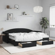 Divano Letto Estraibile con Cassetti Nero 80x200 cm in Velluto 3197370
