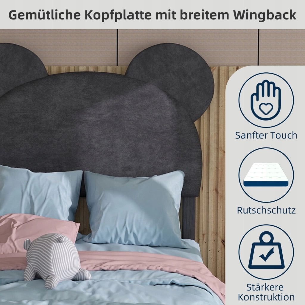 Letto imbottito 90x200 - Xylo - Grigio con funzione di sollevamento