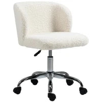 Sedia da Ufficio Senza Braccioli, Regolabile in Altezza, Girevole a 360°, Peso Massimo 120 Kg, in Tessuto Effetto Lana, Bianco