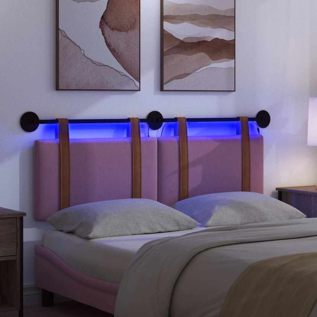 Testiera sospesa Con luce LED Rosa PU Antico
