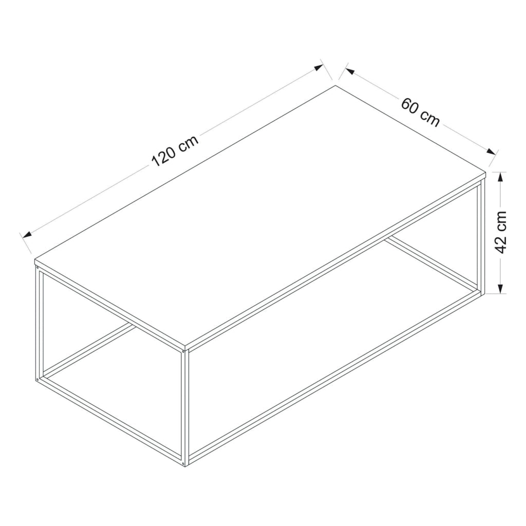 Arcella, Tavolino da Salotto Forma Rettangolare, 120x60x42h cm Nero Antracite