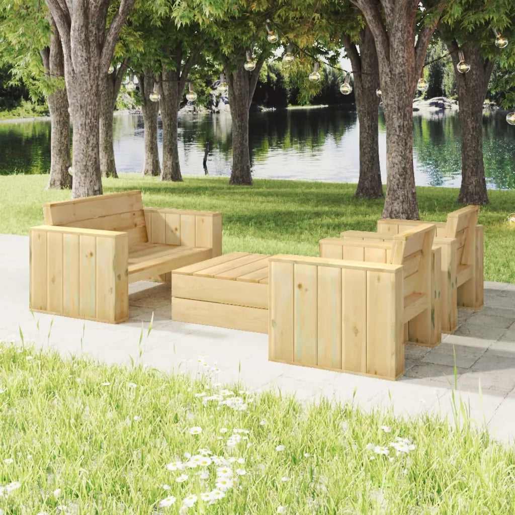 Set Salotto da Giardino 4 pz Legno Massello di Pino Impregnato 3096637