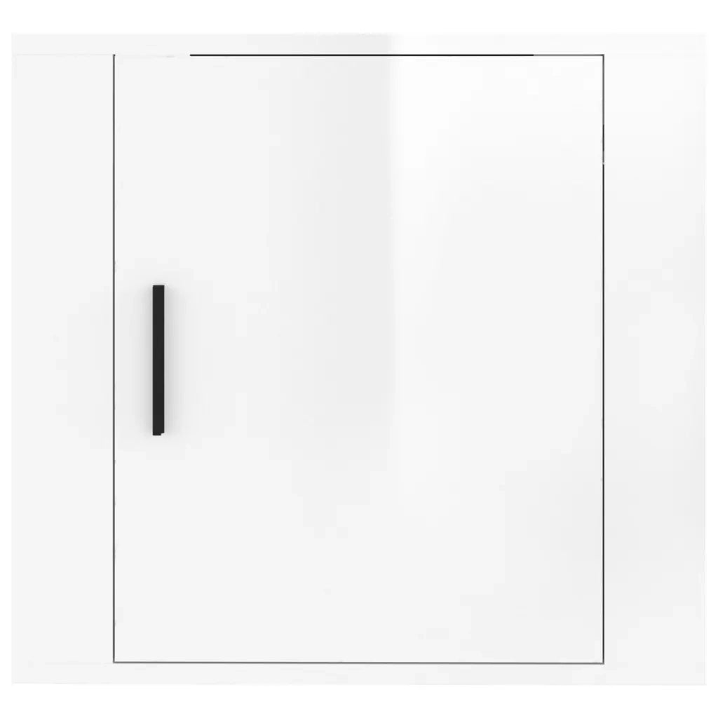 Set di 2 Comodini | Armadio da Notte | Mobiletto da notte a Muro Bianco Lucido 50x30x47 cm