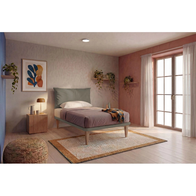 Letto imbottito Singolo 80x200 cm Soft - Similpelle,Cappuccino,Con rete