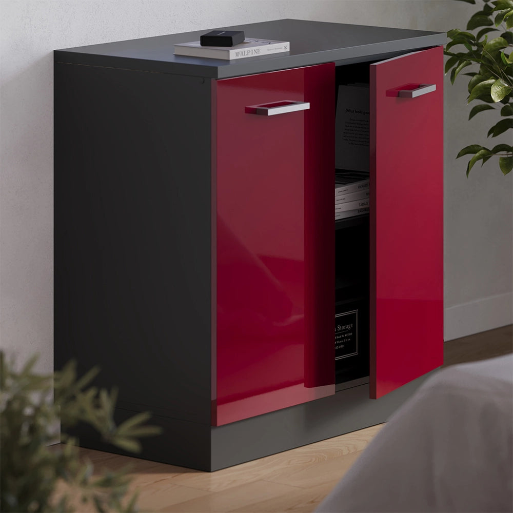 Mobile per mansarda Rion Rosso lucido/Antracite 80 x 83.8 cm senza inclinazione con 2 ante Vicco