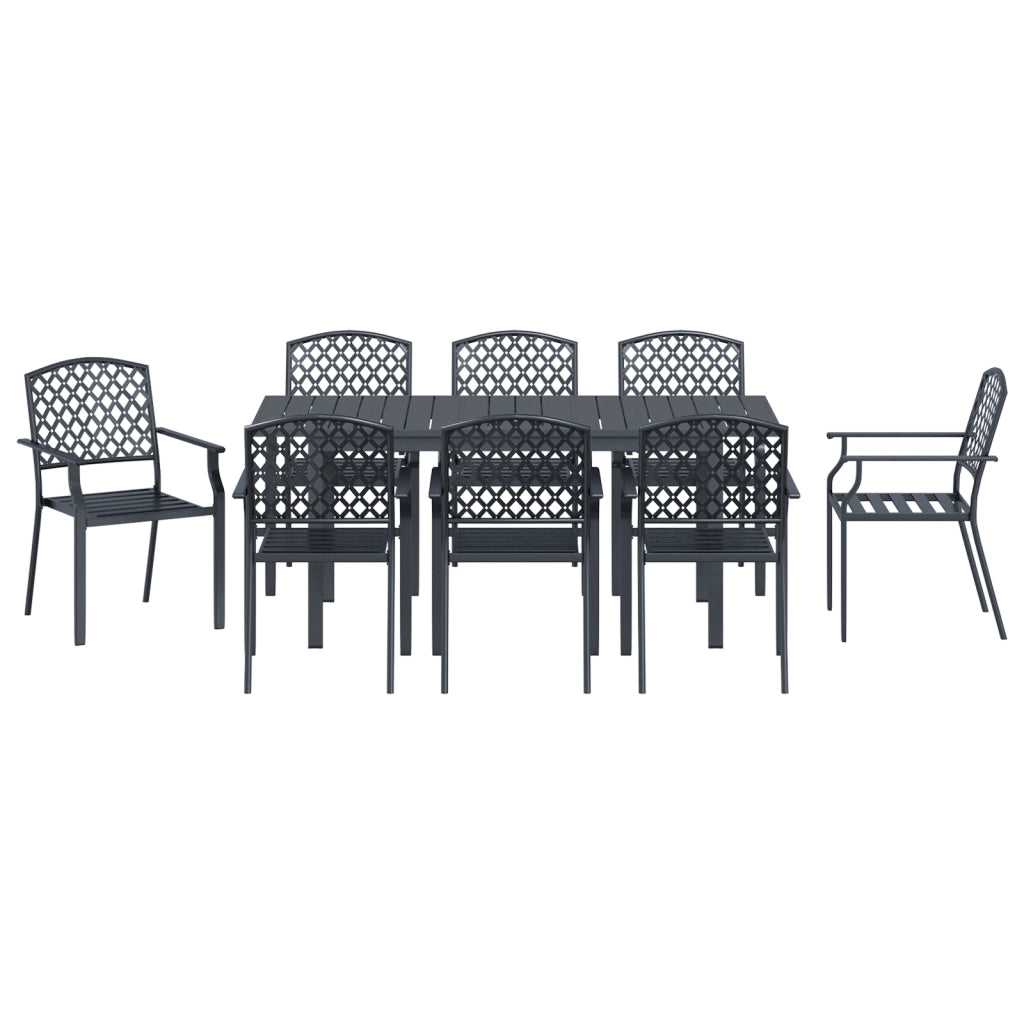 Set da Pranzo da Giardino  da 9 Pezzi in Acciaio Antracite