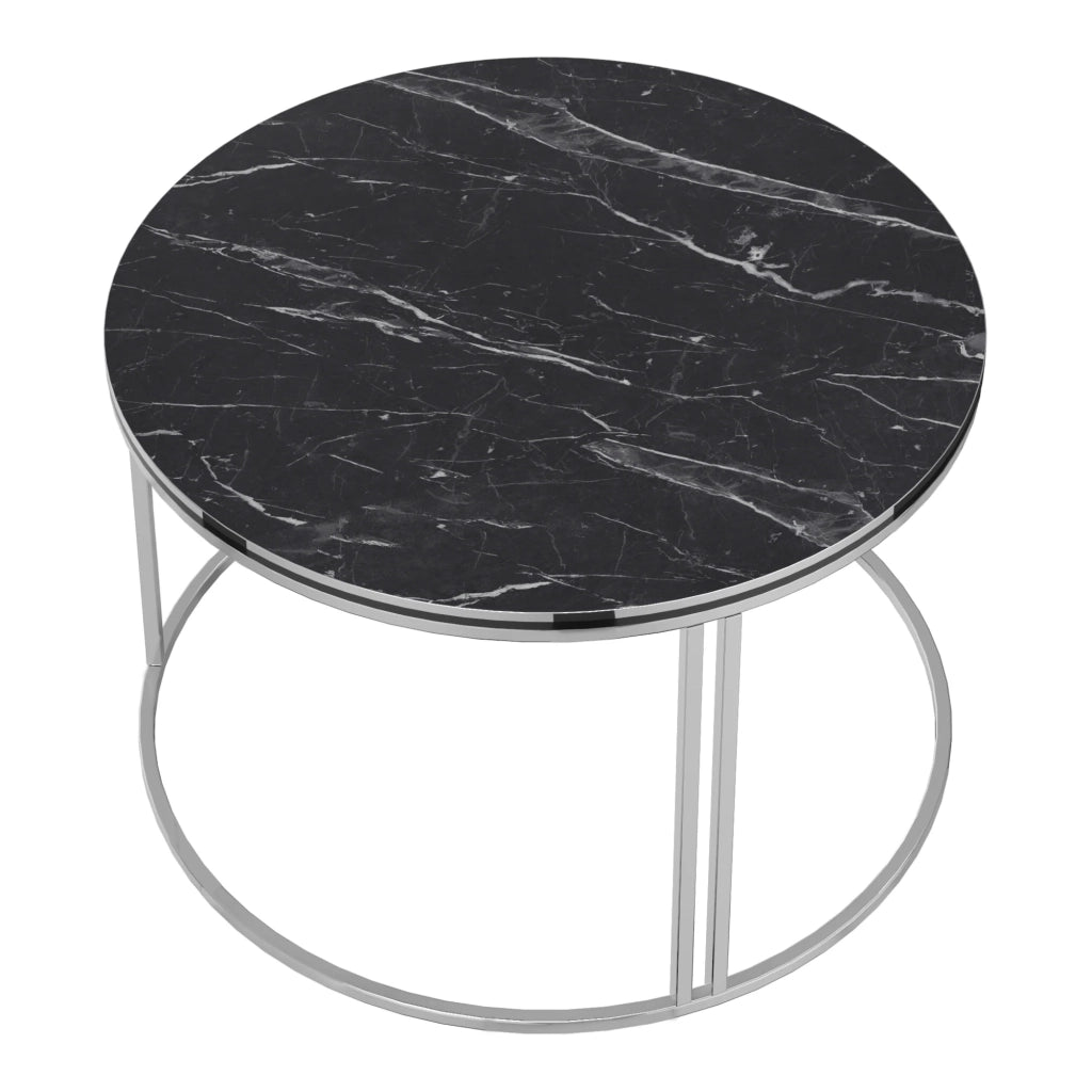 Tavolino rotondo 50 x 80 cm marmo nero e argento 03_0008425