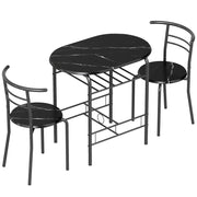 Set Tavolo Moderno con 2 Sedie per Sala da Pranzo Design Salvaspazioin MDF e Metallo Marrone e Nero