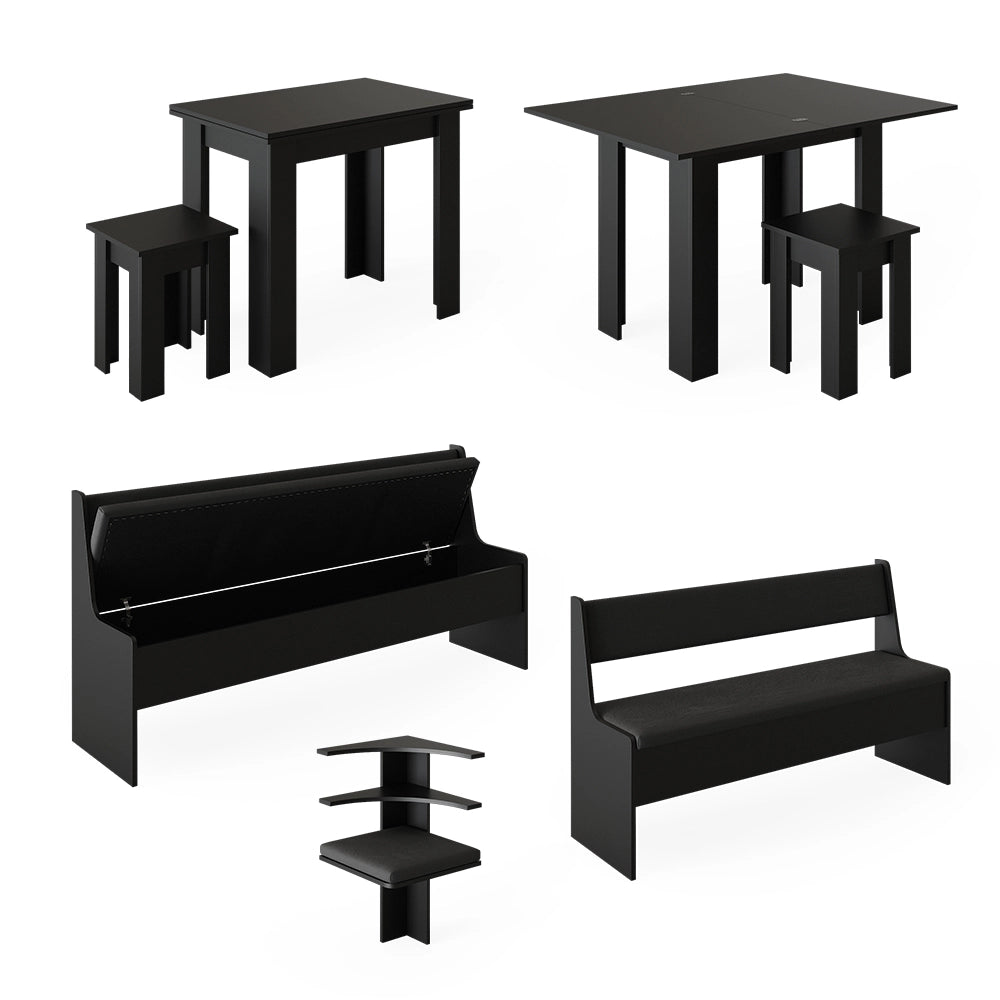 Vicco Gruppo panca ad angolo Nero 180 x 41.5 cm con tavolo