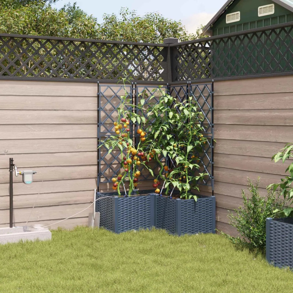 Vaso da giardino 3 pcs Grigio 80 x 80 x 142 cm Plastica 42002877