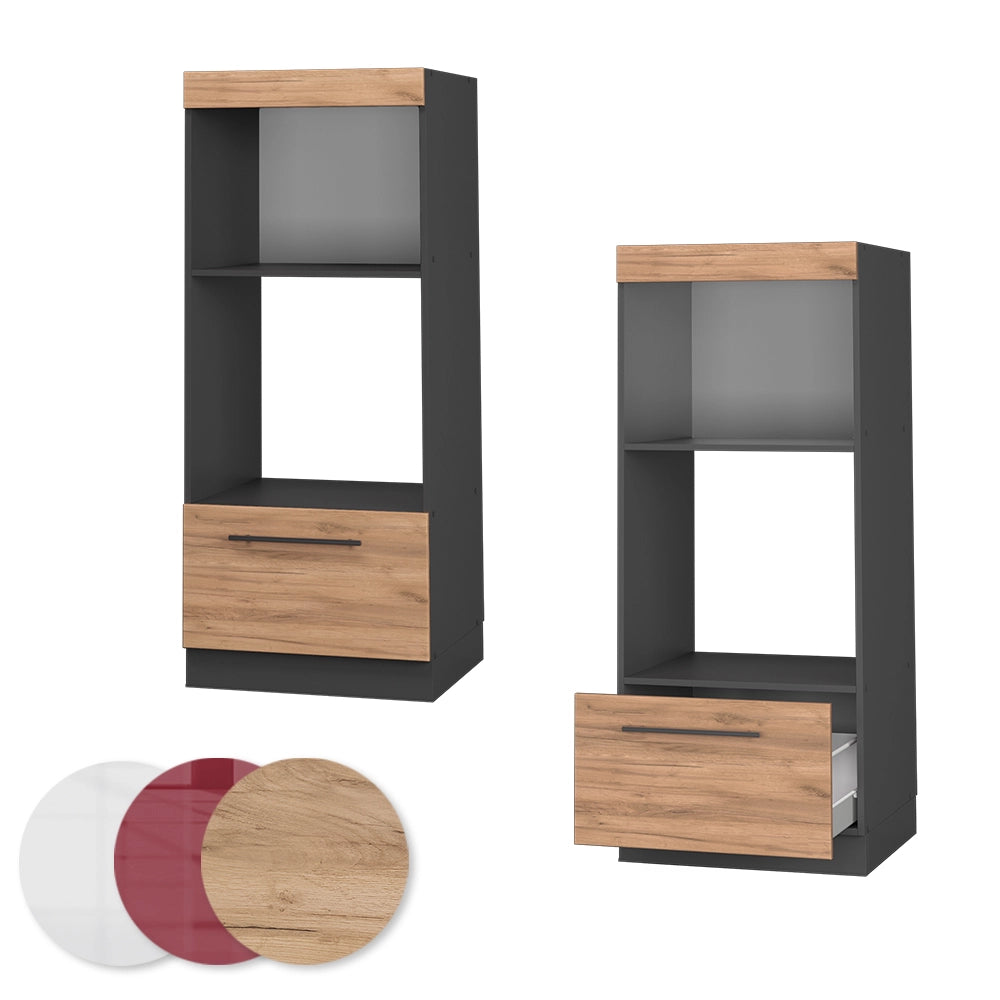 Mobile cucina microonde Fame-Line Rovere dorato/Antracite 60 cm aperto Vicco