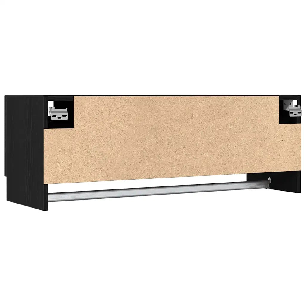 Mobiletto a muro minimalista dal design funzionale e contenitivo 100 x 32,5 x 35 cm realizzato in legno composito di rovere nero 02_0051906