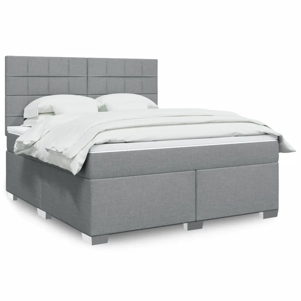 Giroletto a Molle con Materasso Grigio Chiaro180x200 cm Tessuto