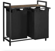 Asciugatrice per animali con 2 contenitori - Asciugatore per animali con 2 sacchi rimovibili in tessuto Oxford - telaio metallico - 2 x 46L, 73 x 33 x 72 cm - Nero