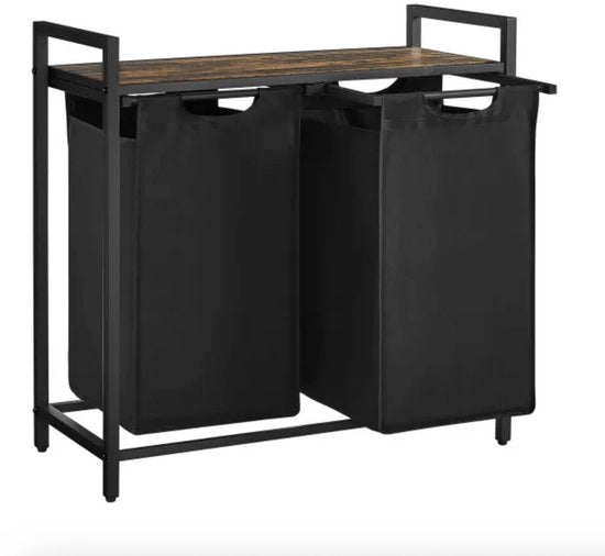 Asciugatrice per animali con 2 contenitori - Asciugatore per animali con 2 sacchi rimovibili in tessuto Oxford - telaio metallico - 2 x 46L, 73 x 33 x 72 cm - Nero
