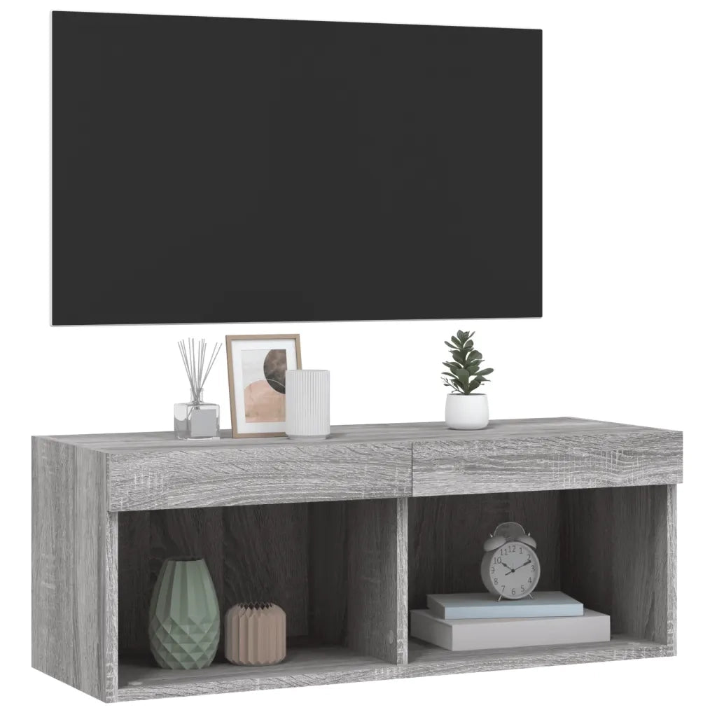 Mobile Porta TV con Luci LED-Mobile per TV-Credenza TV Grigio Sonoma 80x30x30 cm