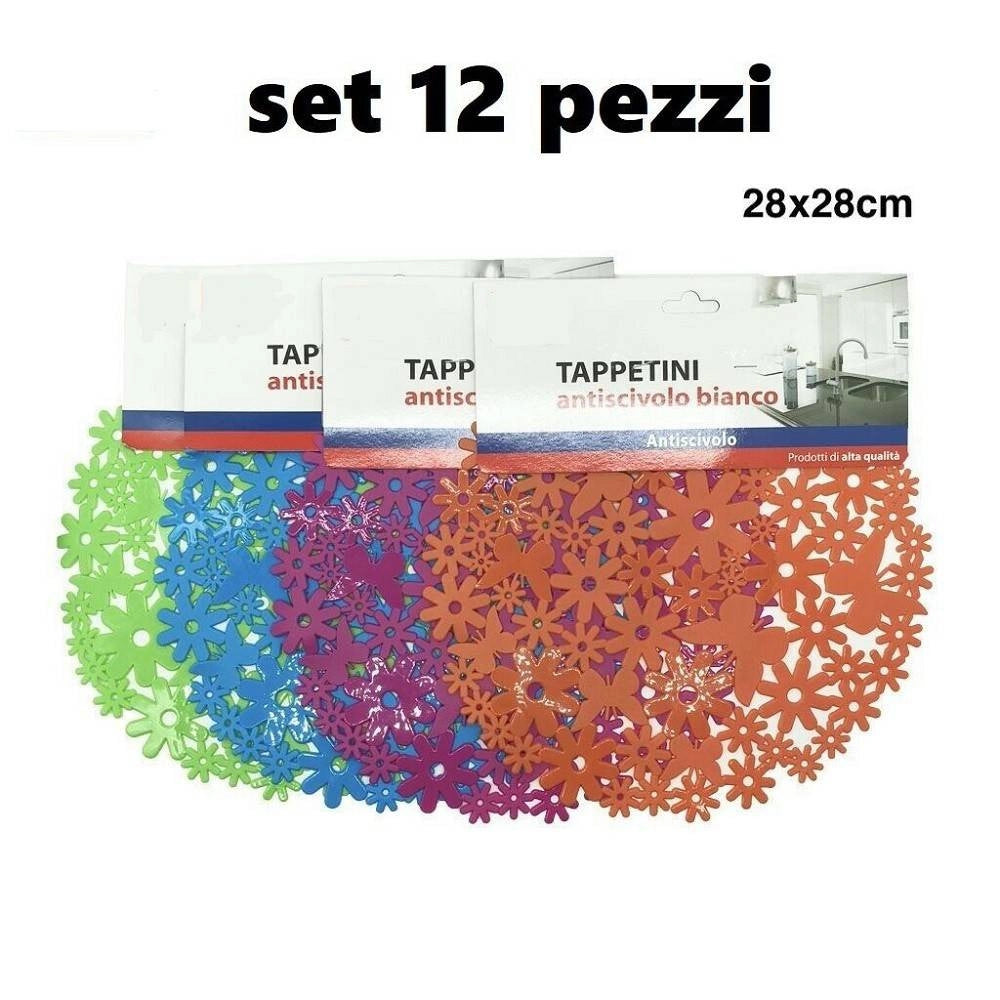 Trade Shop - Set 12 Pezzi Tappeto Tappetino Per Lavello In Gomma Cucina Antiscivolo 28 Cm -