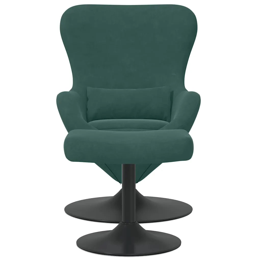 Sedia Egg con Pouf Verde Scuro Velluto 42002746