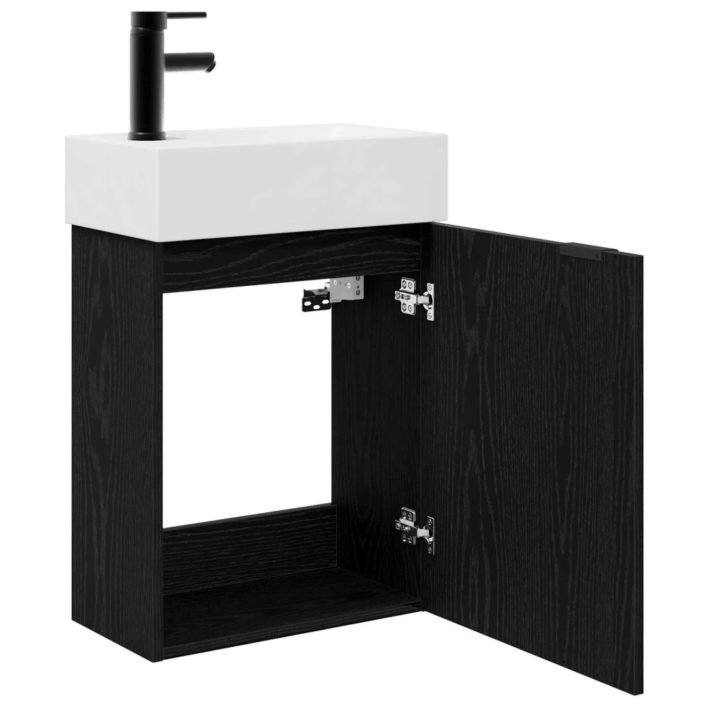 Mobile bagno con rubinetto Rovere Nero 45,5 x 22,5 x 84 cm 889426