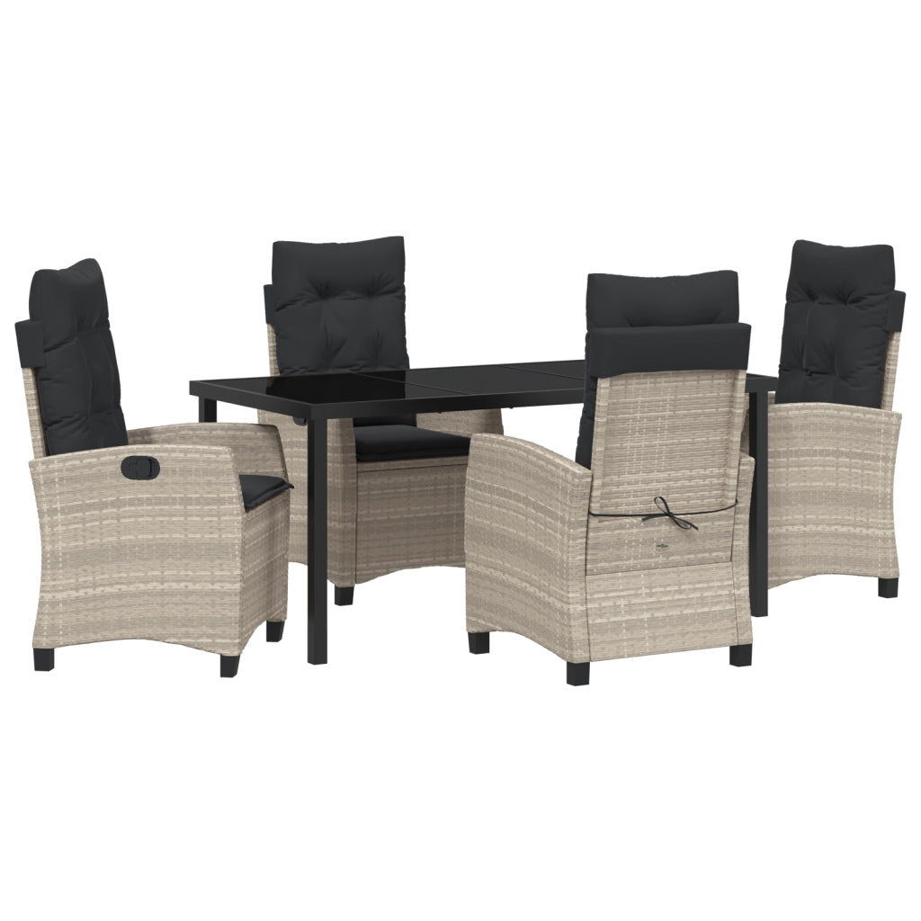Set da pranzo da giardino 5 pezzi con cuscini Grigio chiaro Rattan sintetico
