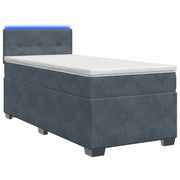 Letto con Box Spring, Materasso e LED Grigio Scuro 90 x 190 cm 3452085