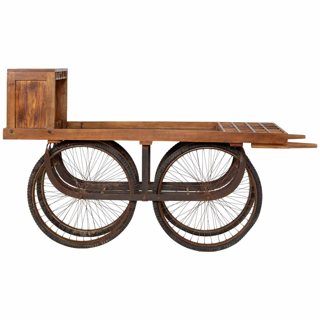 Carrello espositivo in legno, marrone, 180x60x116h cm