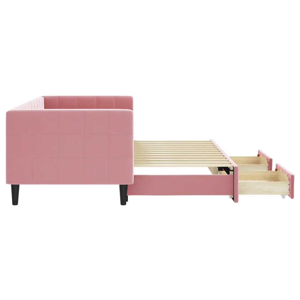 Divano Letto Estraibile con Cassetti Rosa 80x200 cm Velluto 3196735