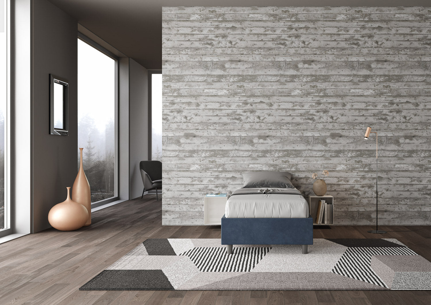 Letto 1 Piazza e Mezzo Sommier 120x200 cm con Rete Azelia Blu