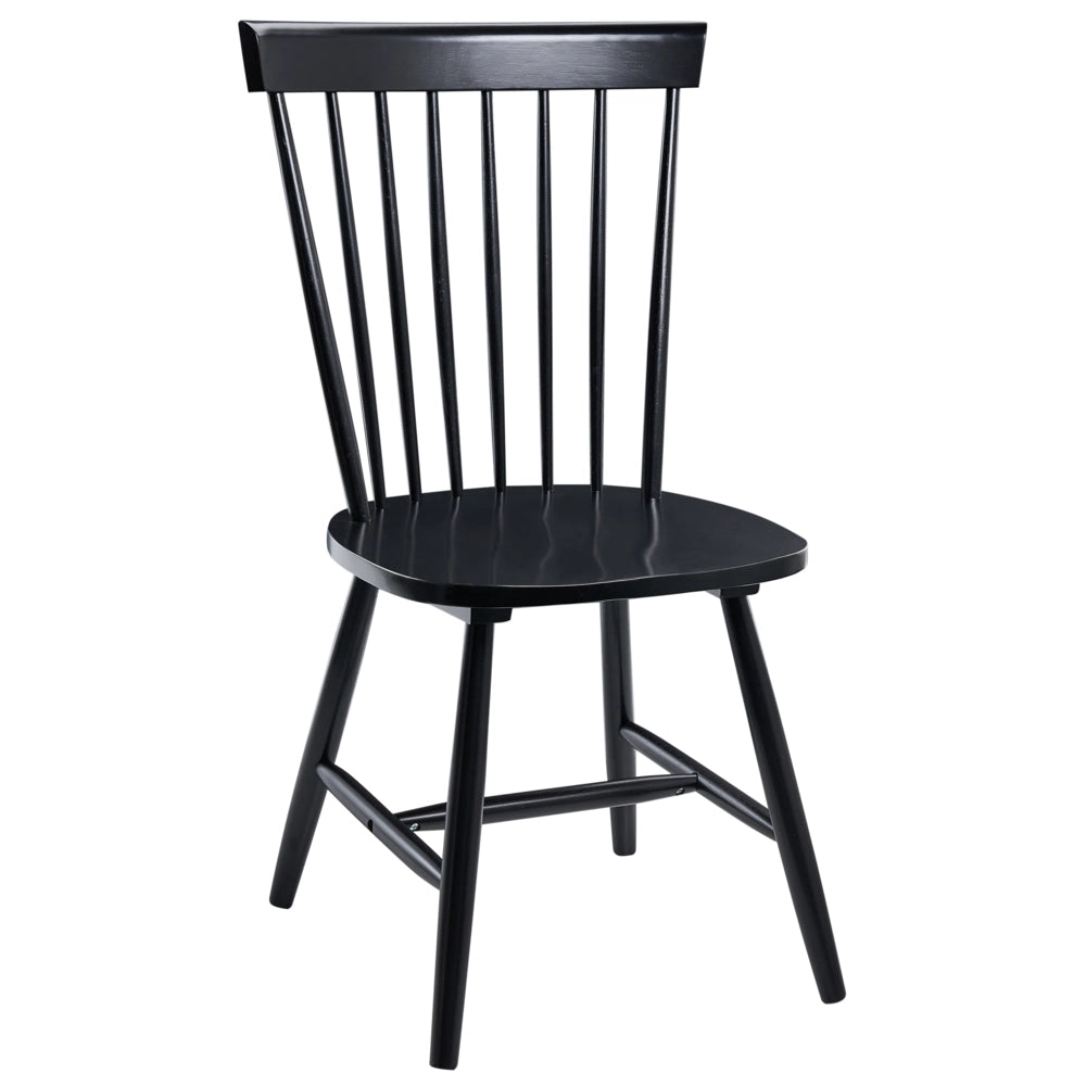 Set di 2 sedie da pranzo in legno di gomma Nero rustico vintage con schienale alto dipinto da soggiorno